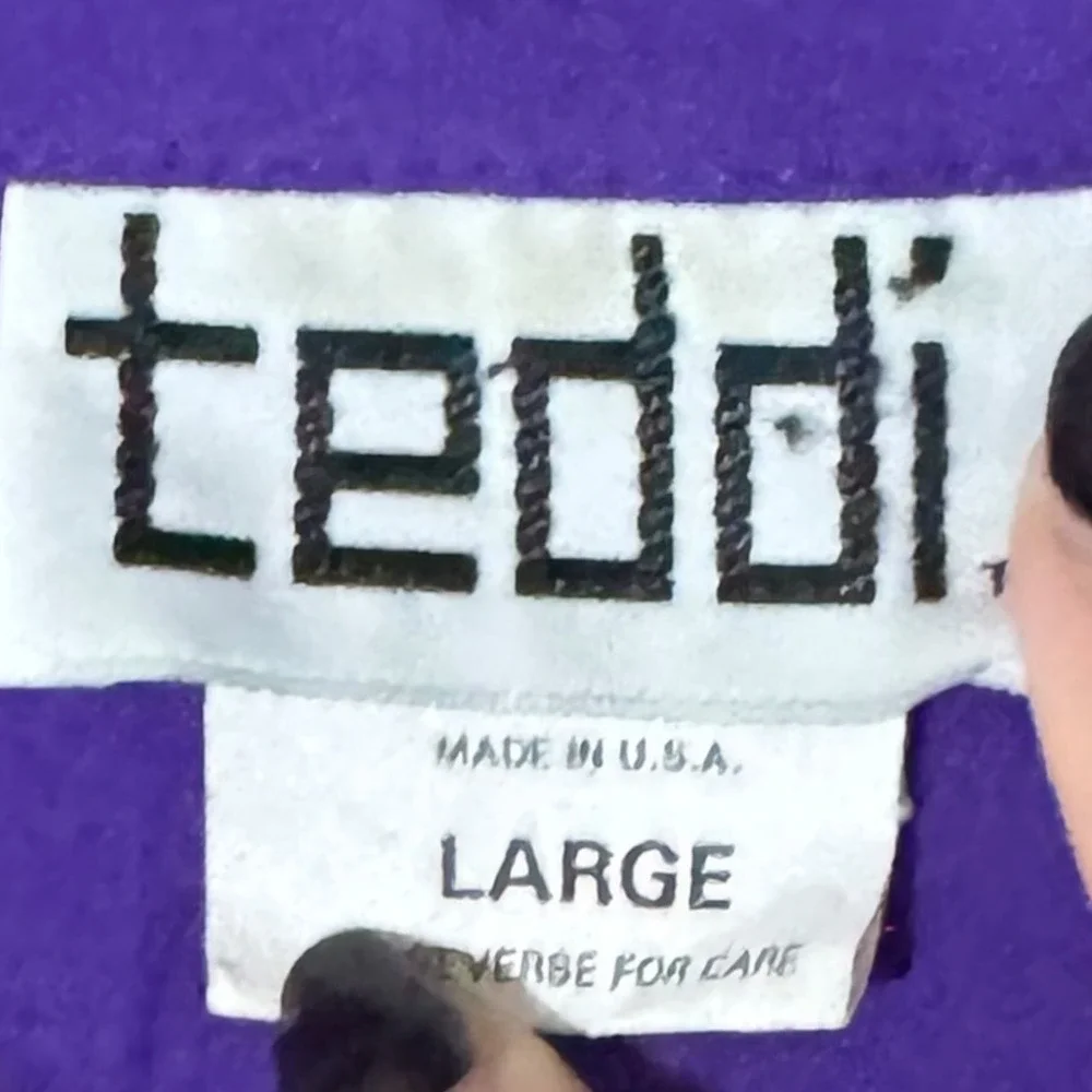 Vintage Teddi Purple Windbreaker Jacket Pleated Chevron Yoke Made in‎ USA Large
